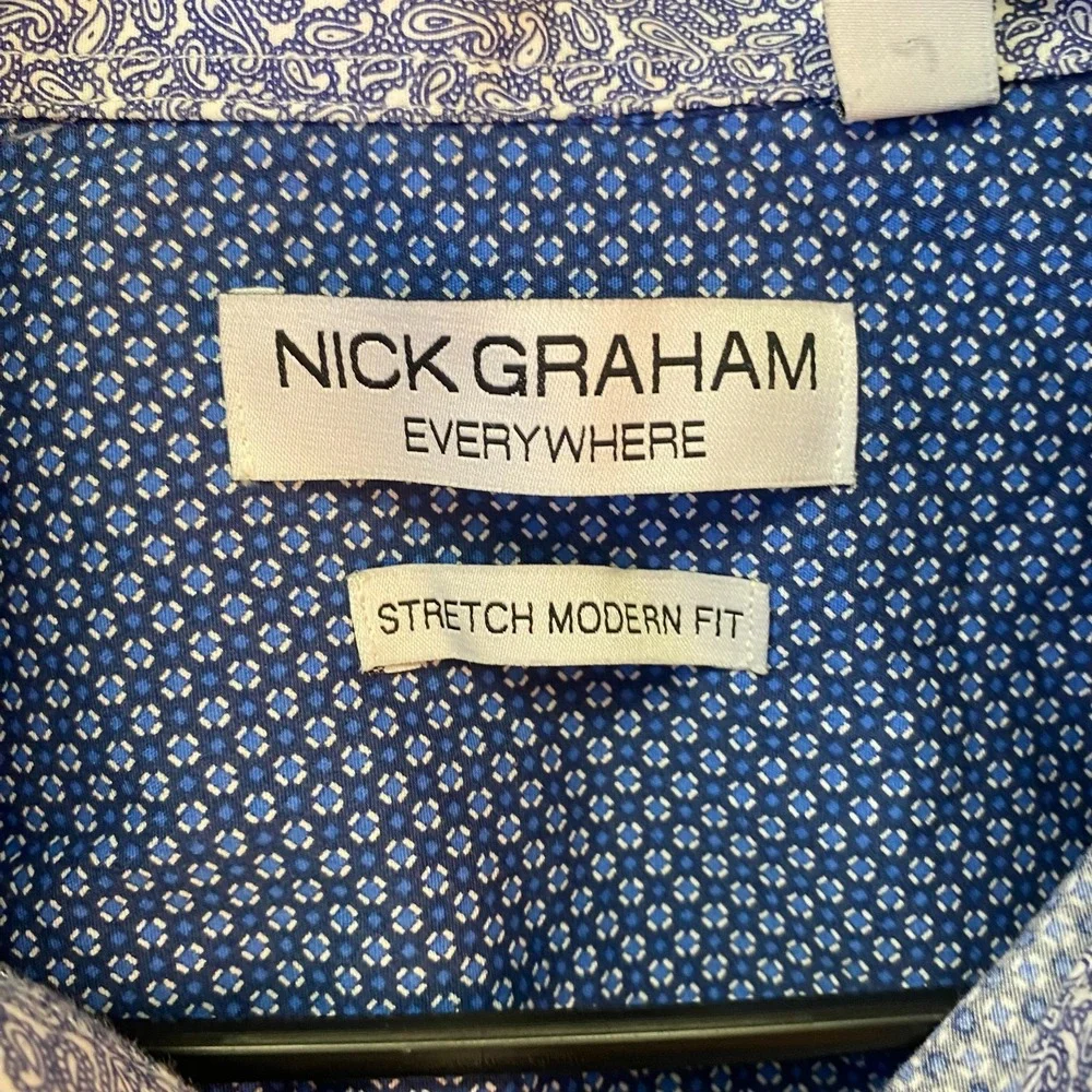 Nick Graham Everywhere Mens 2XL/2TG Blue Stretch Modern Fit Shirt